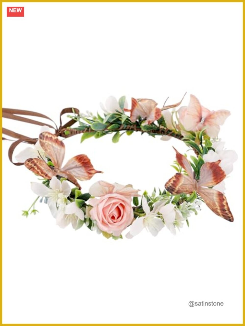 Handmade Butterfly Fairy Flower Crown Women Girls Headband Adjustable Costume